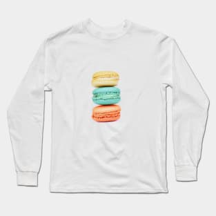 Stack of Macarons - Coral Aqua and Yellow Long Sleeve T-Shirt